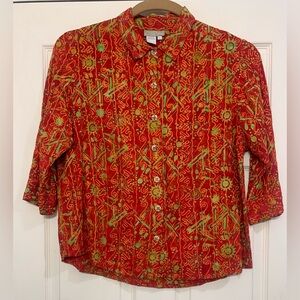 Territory Ahead Red Bold Green & Orange XL Blouse.        3192